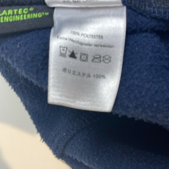 Eddie Bauer Mens Navy Blue Polartec Fleece Full Zip Vest drawstring Size Small - Picture 9 of 9